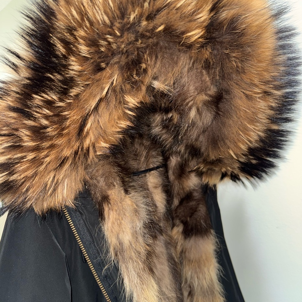 Black Coat with Fur Trim